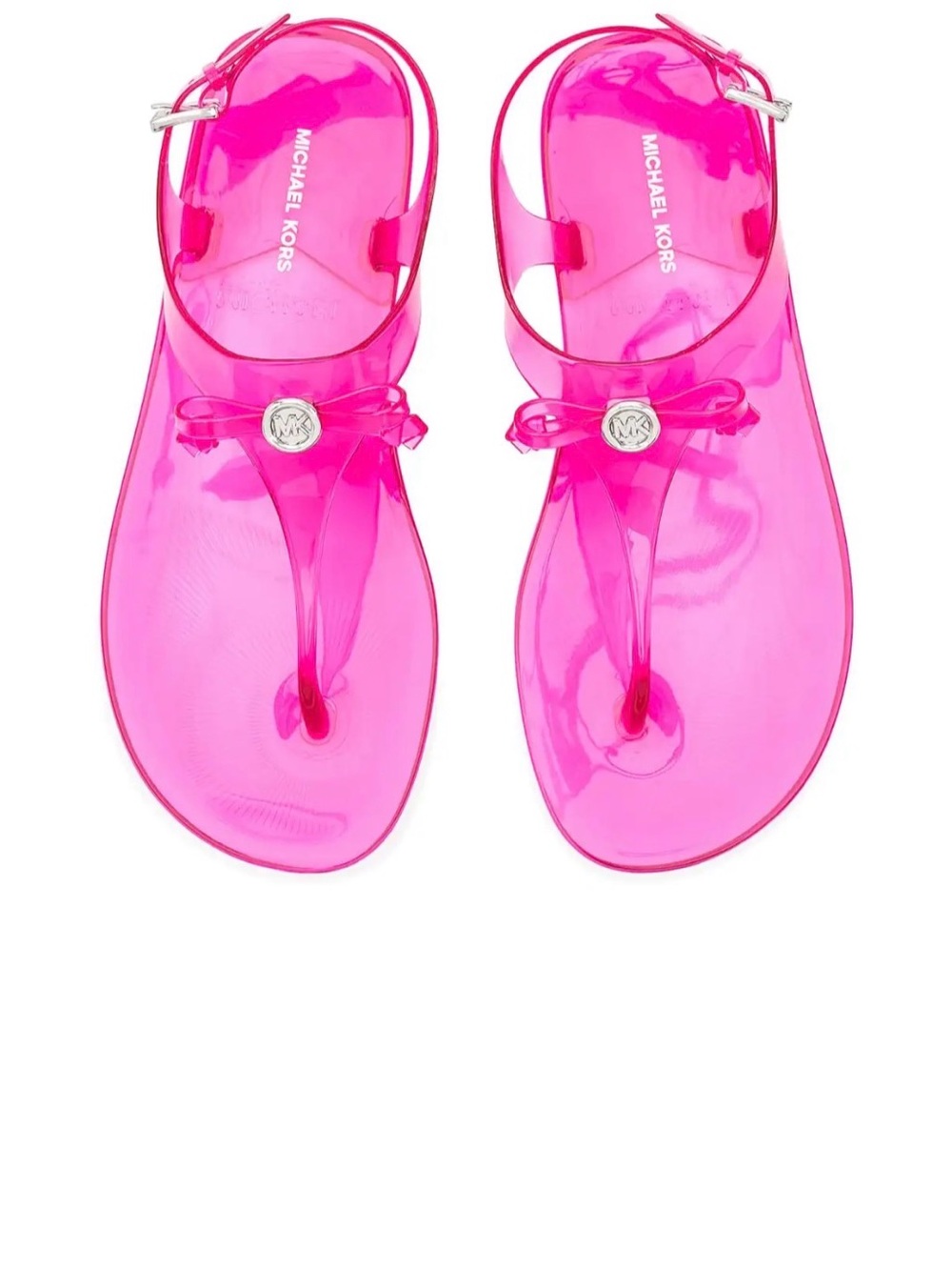 Michael Kors Bright Pink Jelly Thong Sandals with MK Charm